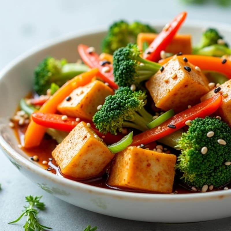 Crispy Sesame Tofu Stir-Fry with Fresh Vegetables