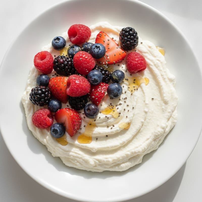 Greek Yogurt Protein Mousse with Mixed Berries