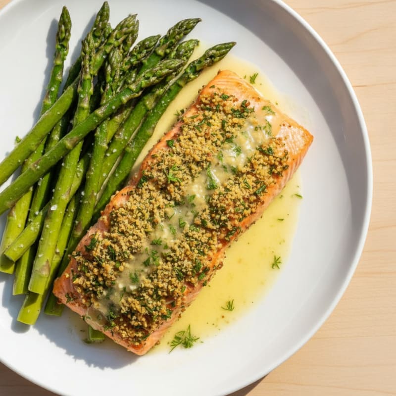 Herb-Crusted Salmon with Roasted Asparagus
