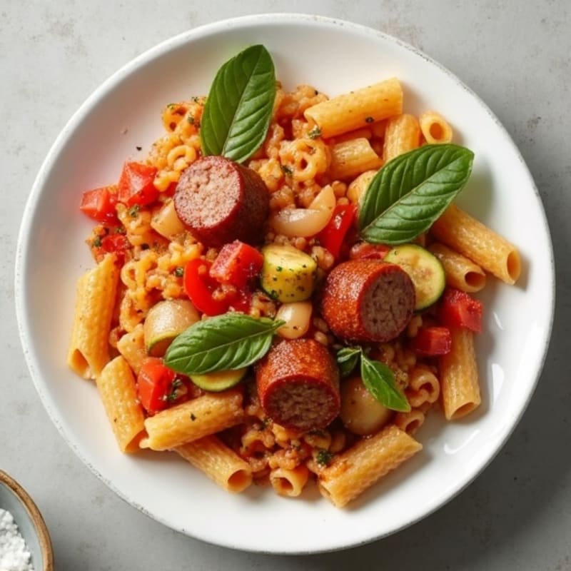 Hearty Sausage and Vegetable Ragu with Whole Wheat Pasta