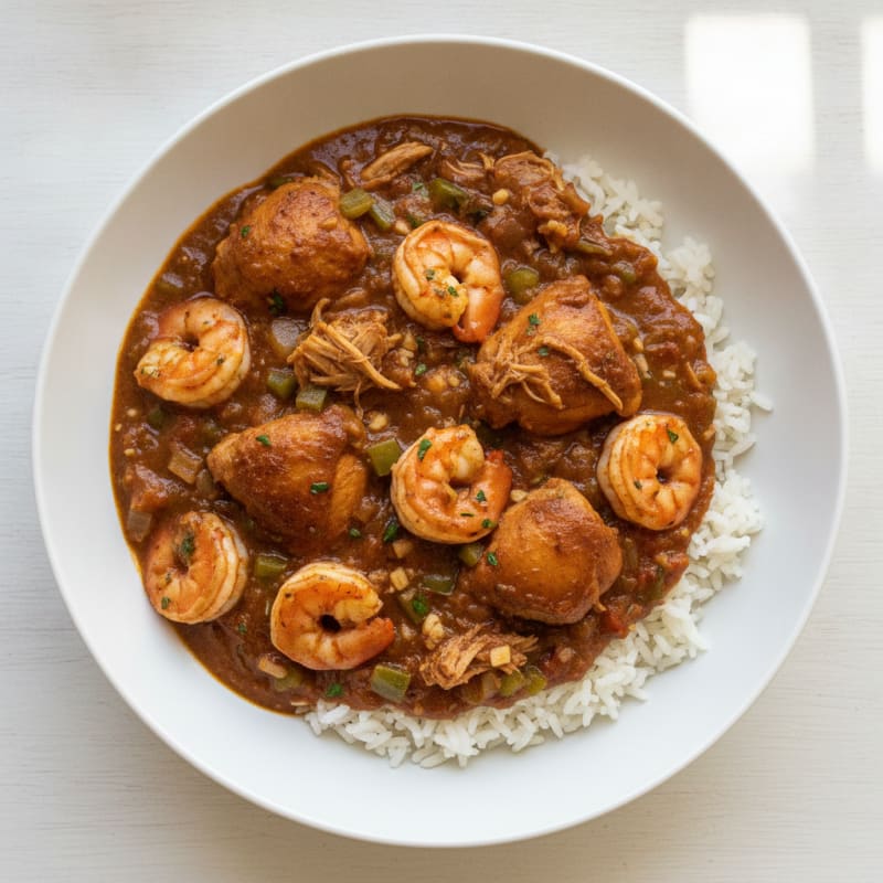 Creole Shrimp and Chicken Gumbo with Basmati Rice