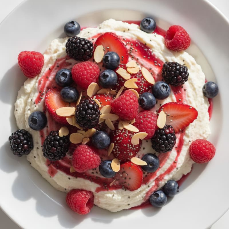 Silky Greek Yogurt Protein Mousse with Mixed Berries
