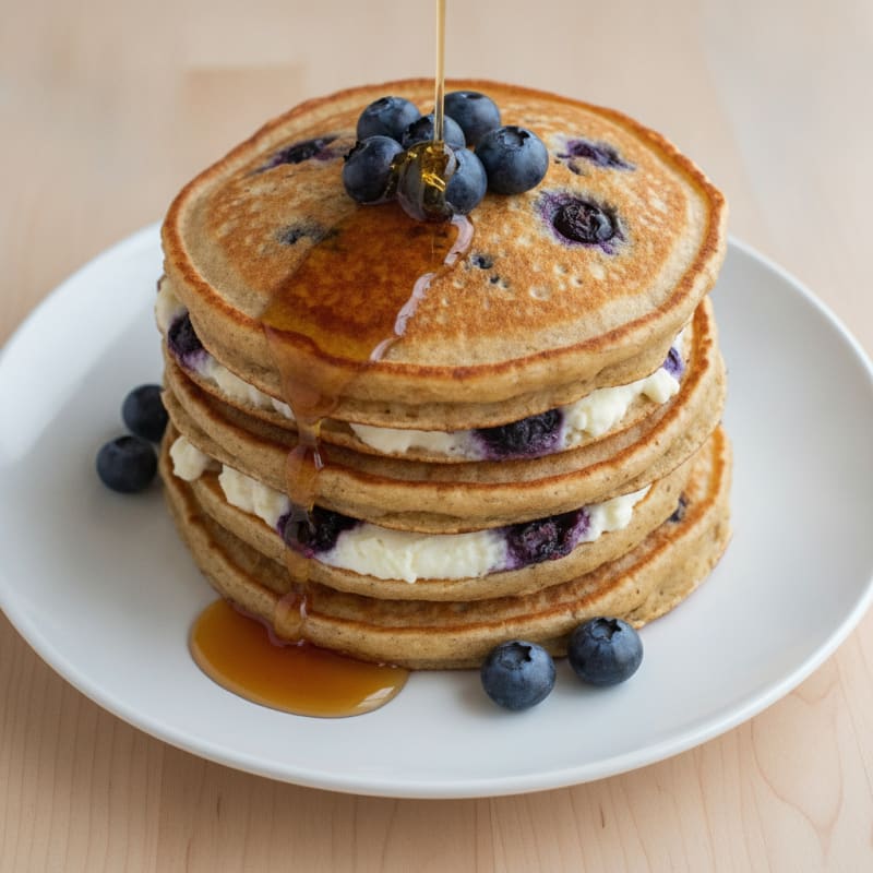 Blueberry Ricotta Protein Pancakes
