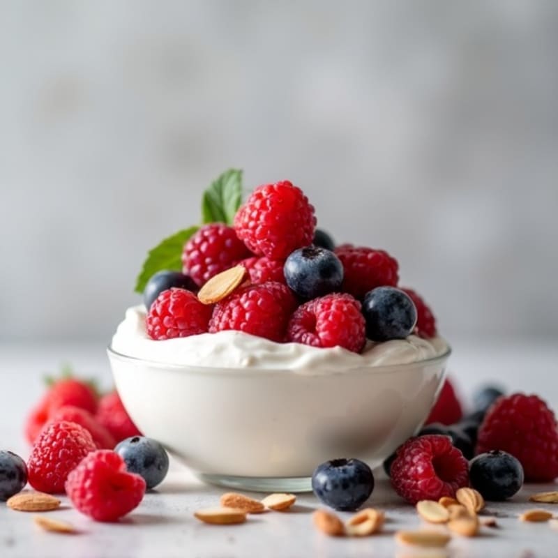 Greek Yogurt Protein Mousse with Mixed Berries