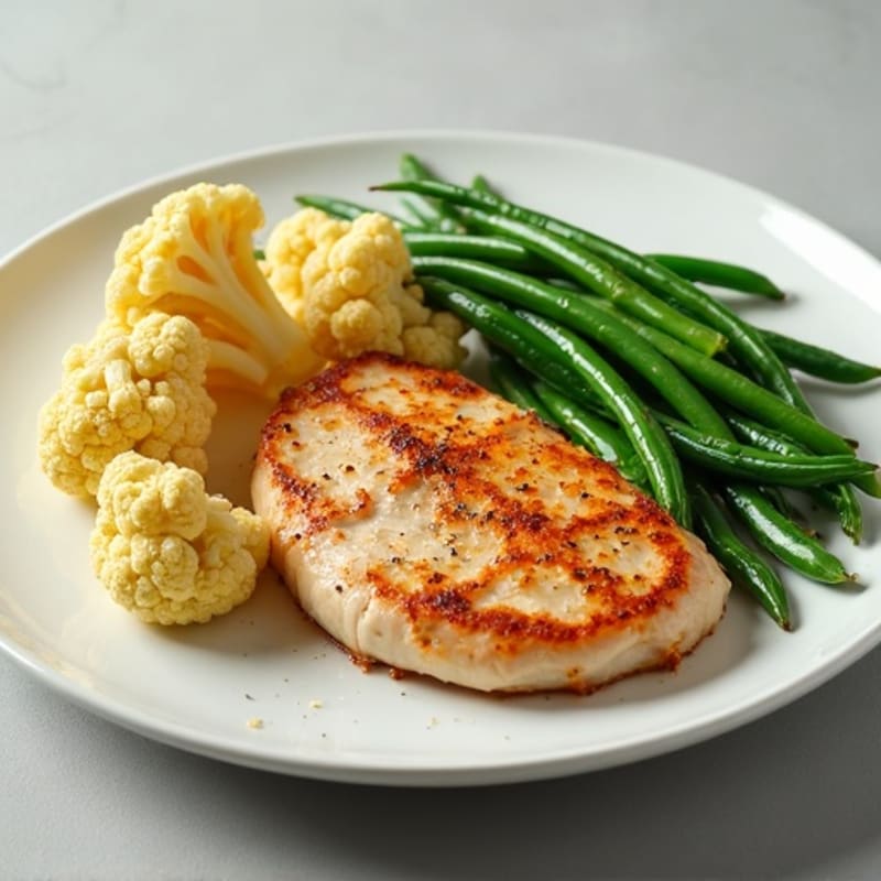 Seared Turkey Breast with Roasted Cauliflower and Green Beans