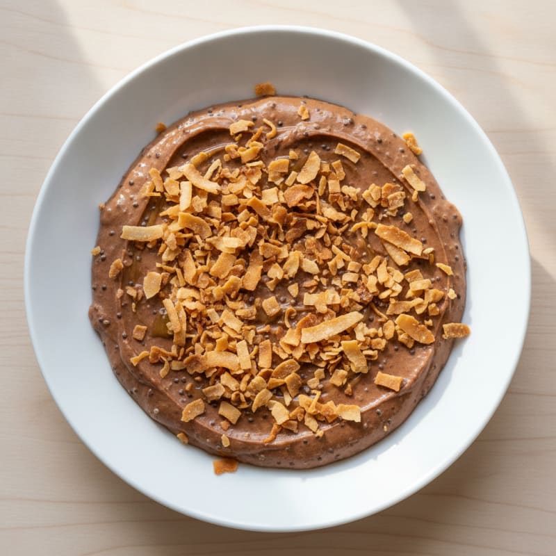 Silky Chocolate Protein Pudding with Toasted Coconut