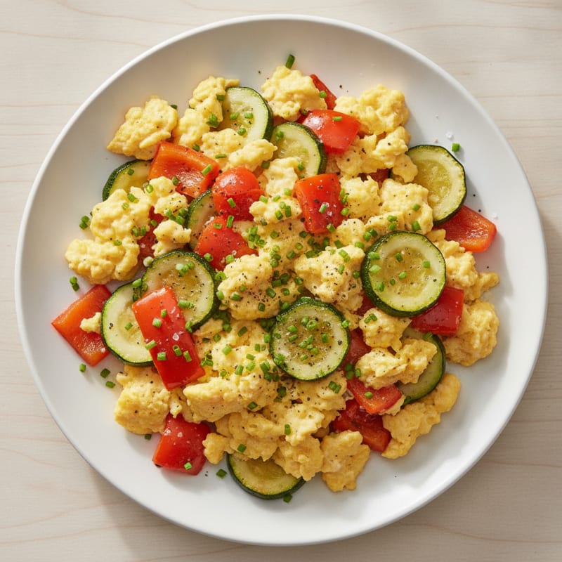 Hearty Scrambled Eggs with Roasted Vegetables