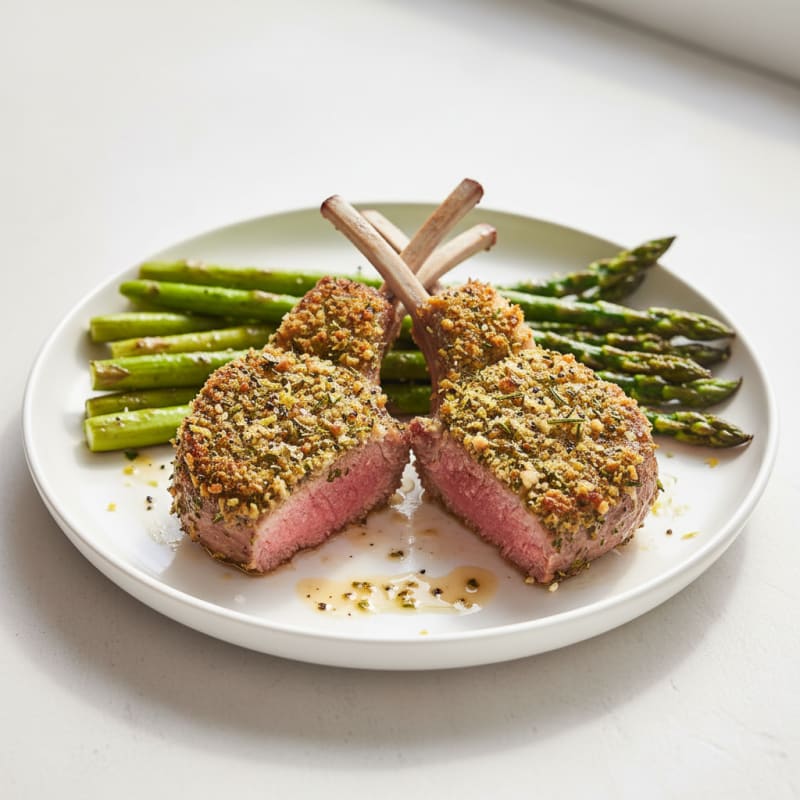 Herb-Crusted Lamb Chops with Roasted Asparagus