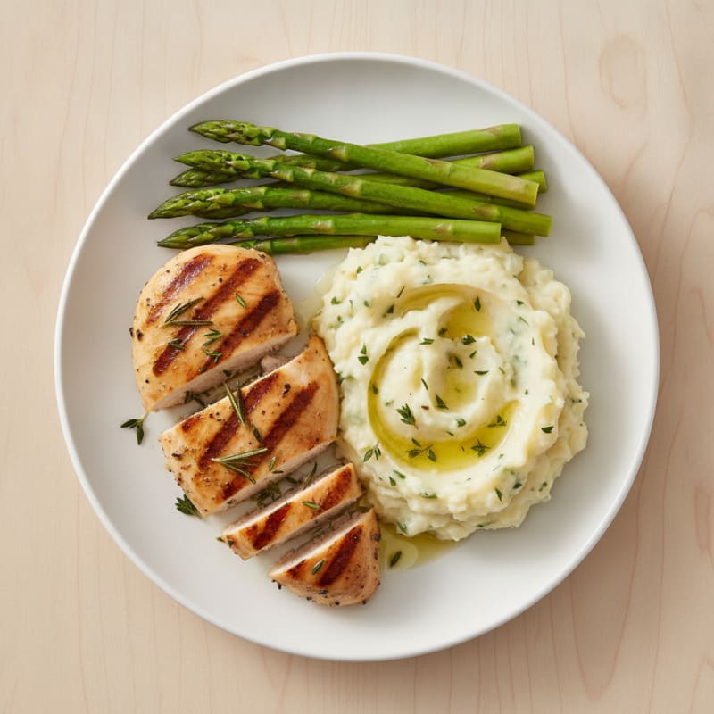 Herb-Grilled Chicken Breast with Garlic Mashed Potatoes