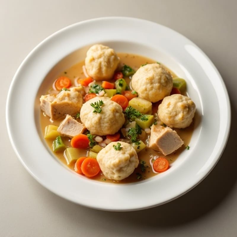 Creamy Chicken and Vegetable Stew with Fluffy Whole Wheat Dumplings