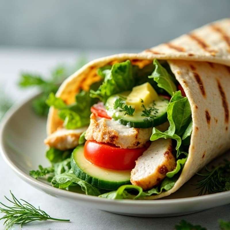 Fresh Grilled Chicken Wrap with Creamy Herb Dressing