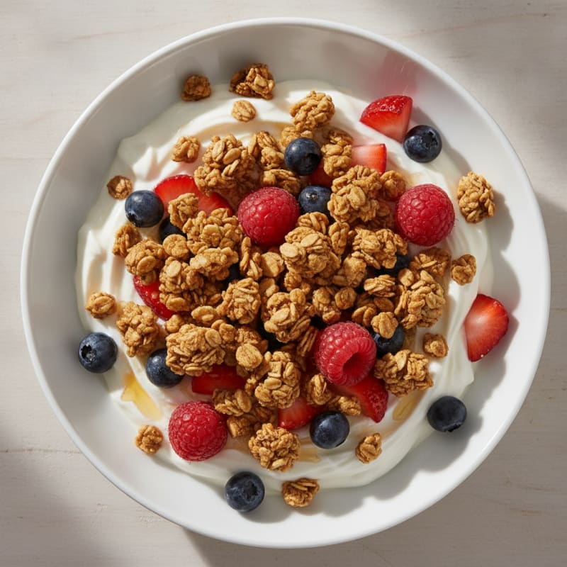 Creamy Greek Yogurt Bowl with Mixed Berries and Protein Granola