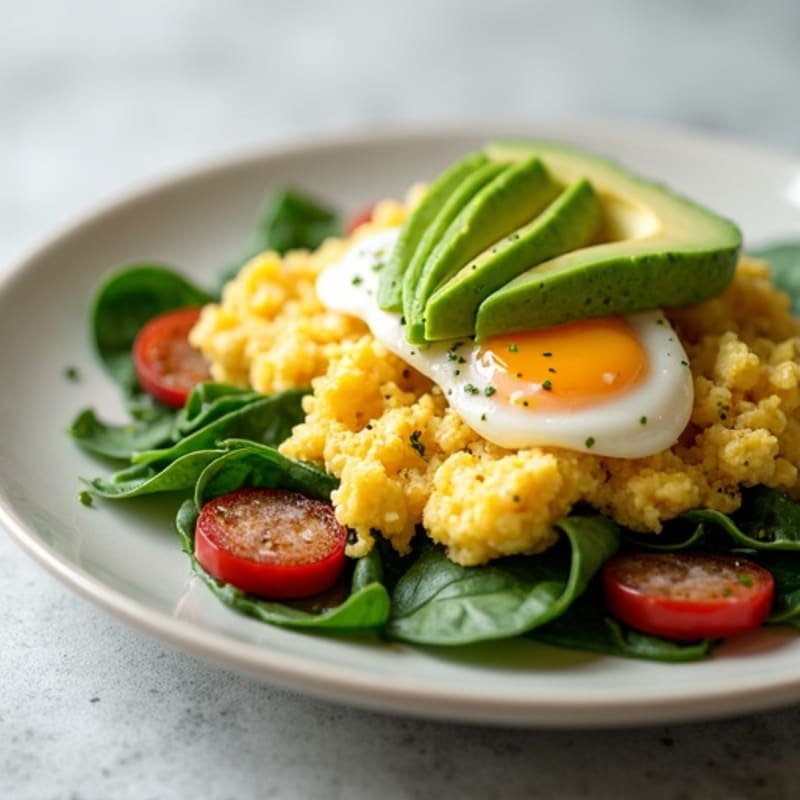 Egg White Spinach Scramble with Turkey Sausage