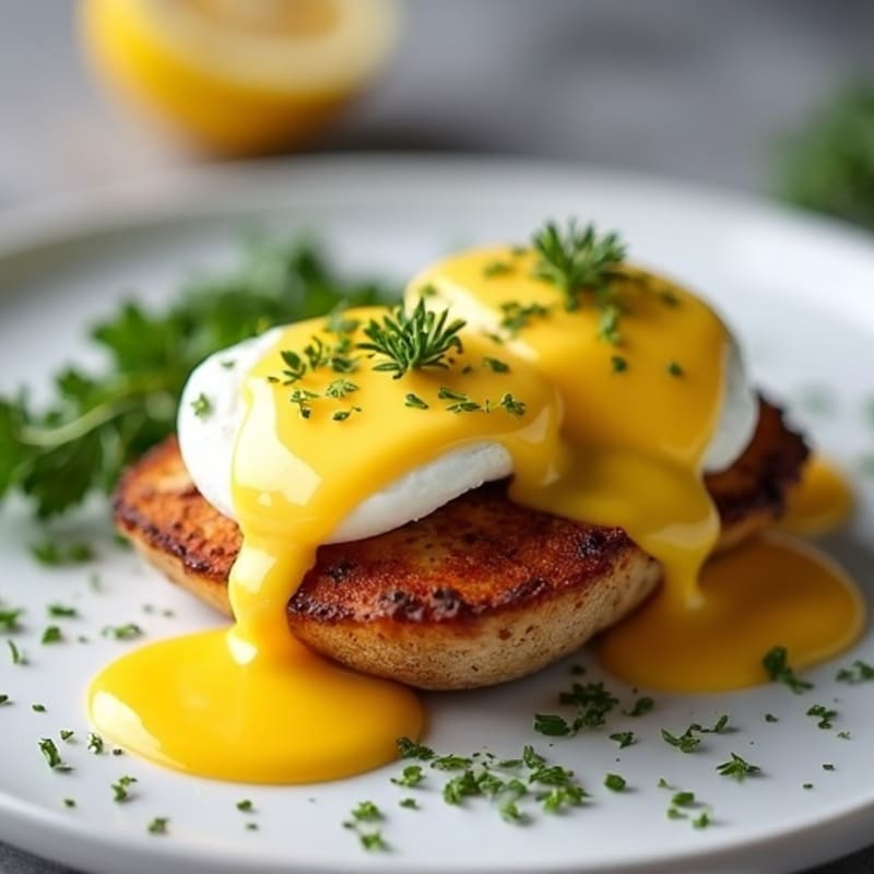 Silky Poached Eggs with Herb-Roasted Turkey and Hollandaise