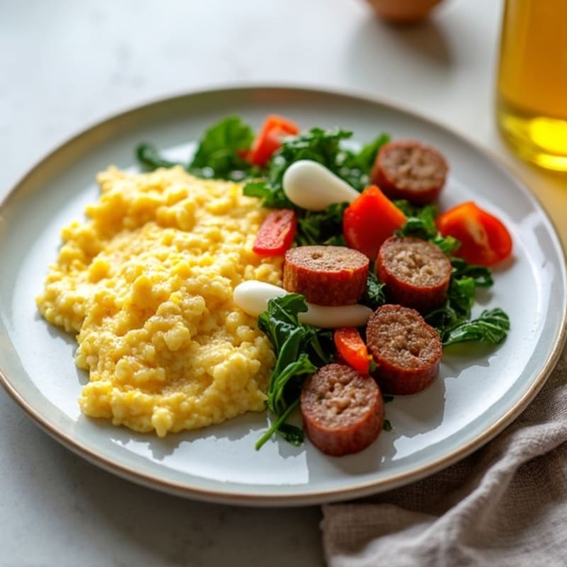 Egg White Veggie Scramble with Turkey Sausage