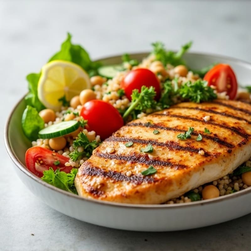 Grilled Chicken Breast with Chickpea and Quinoa Salad