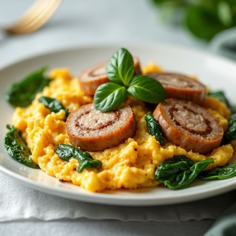 Egg White and Turkey Sausage Scramble with Spinach