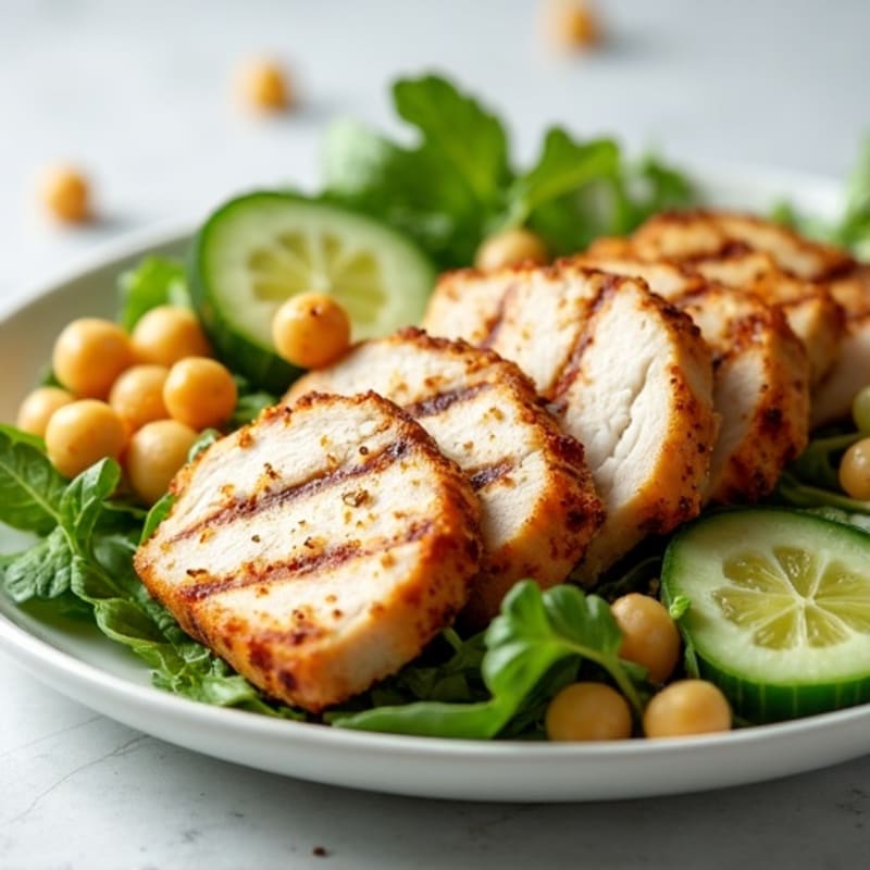 Grilled Turkey Breast Salad with Chickpeas and Cucumber