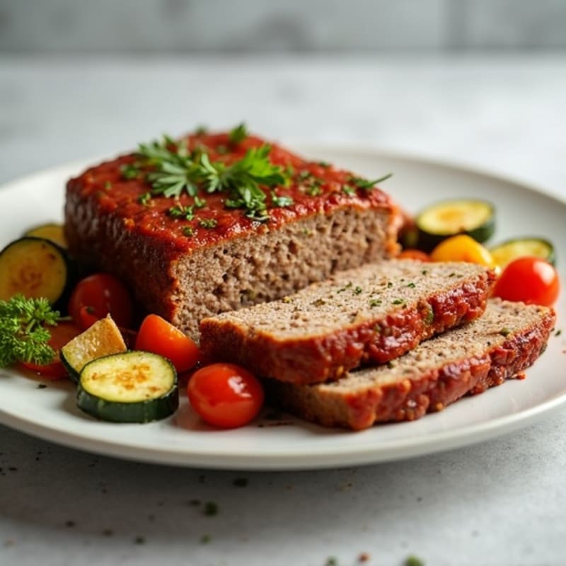 Healthy Lean Ground Beef Meatloaf with Roasted Vegetables