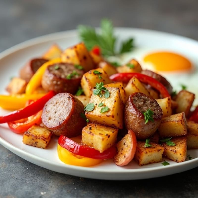 Crispy Potato, Egg, and Lean Turkey Sausage Skillet