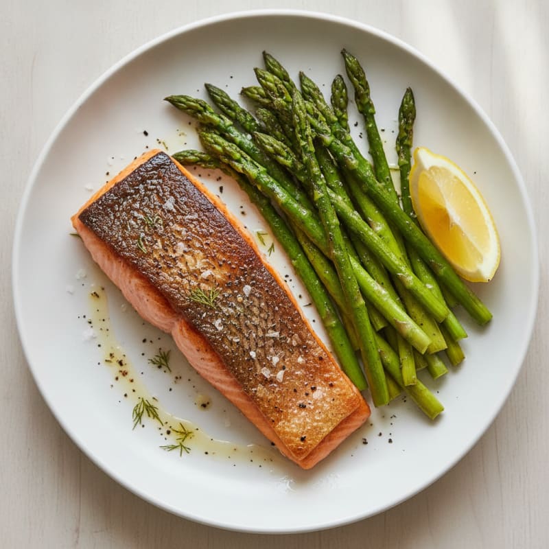 Pan-Seared Salmon with Roasted Asparagus