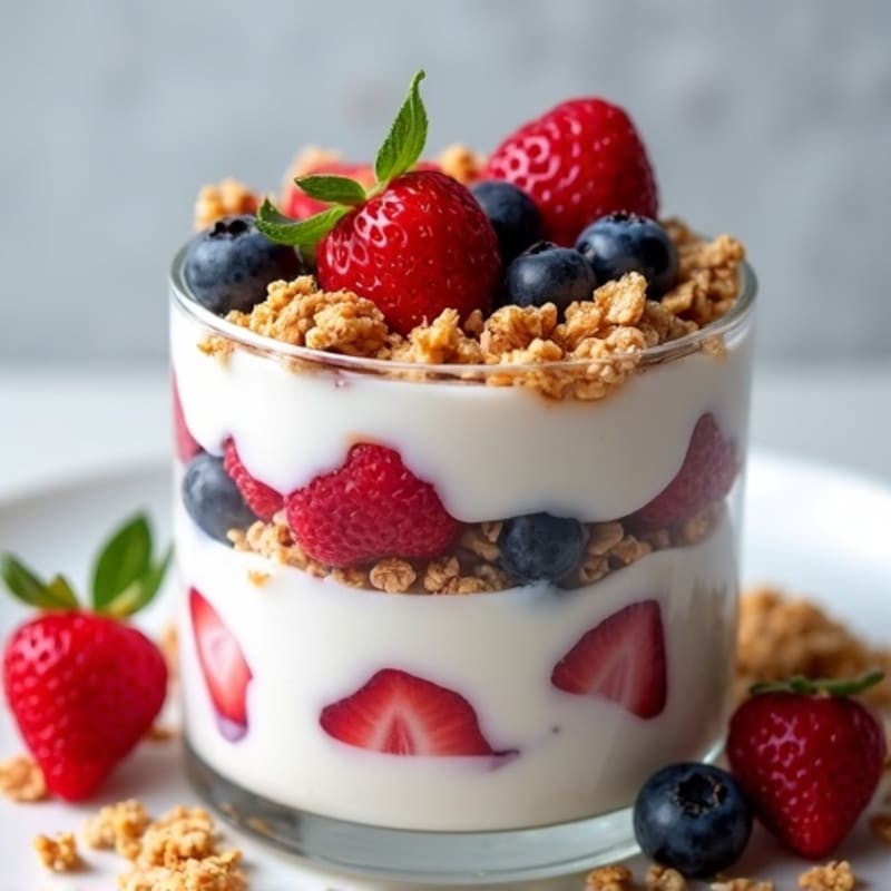 Silky Greek Yogurt Parfait with Mixed Berries and Protein Crunch