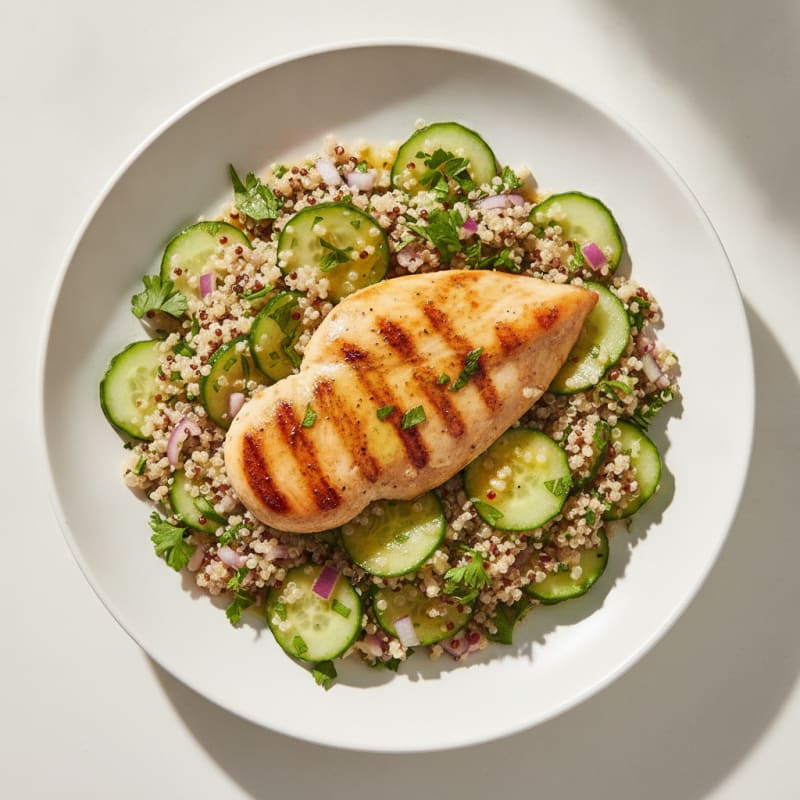Grilled Chicken Breast with Cucumber Quinoa Salad
