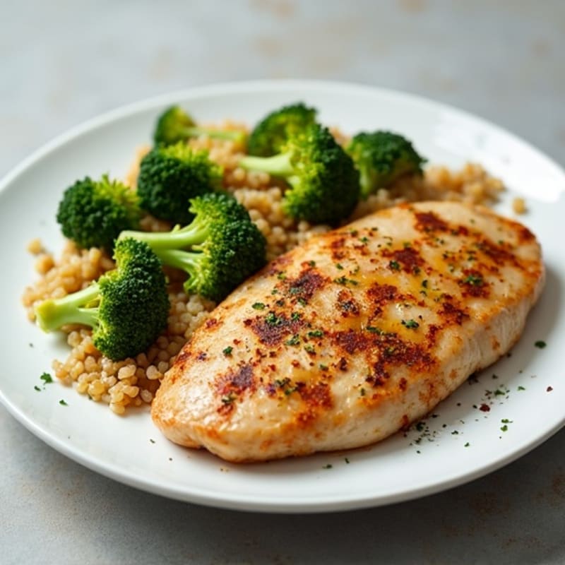Grilled Turkey Breast with Roasted Broccoli and Quinoa
