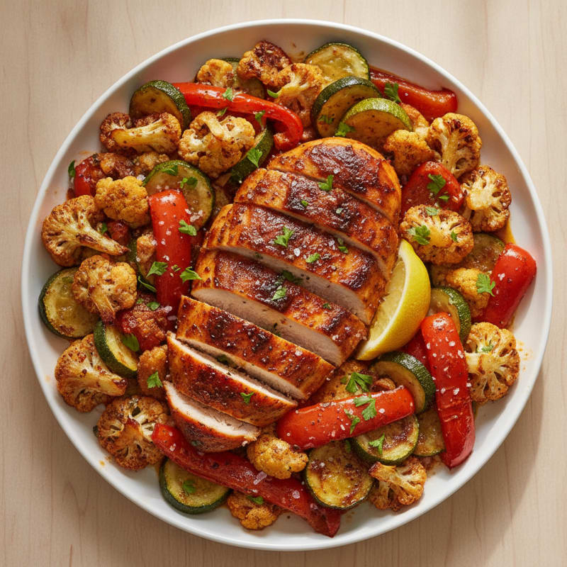 Spicy Harissa Chicken with Roasted Vegetables