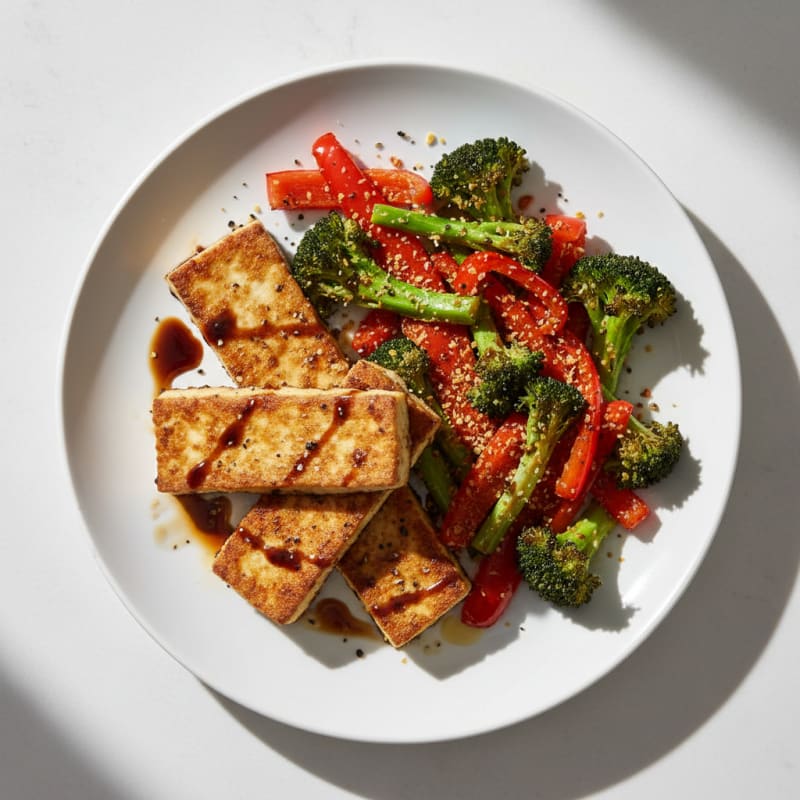 Pan-Seared Tofu with Roasted Vegetables
