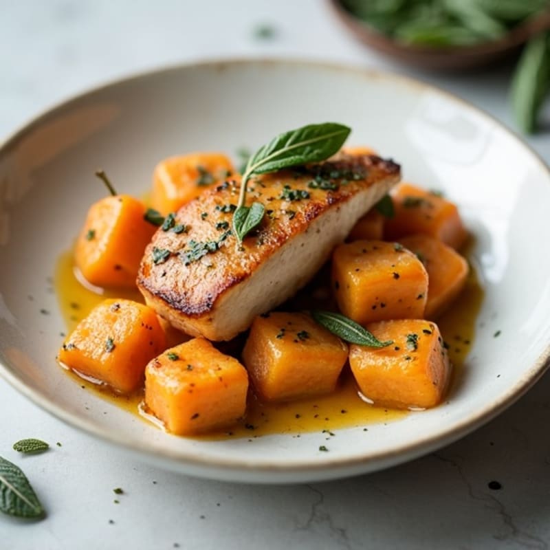 Herb-Roasted Sweet Potato Gnocchi with Sage Brown Butter and Chicken