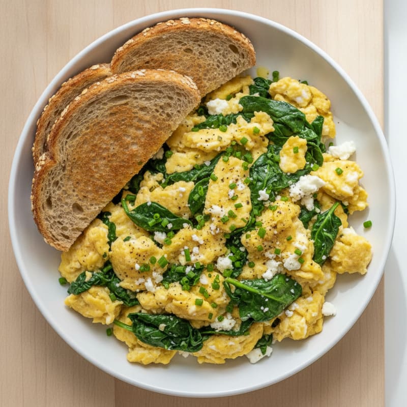 High-Protein Spinach and Feta Egg Scramble