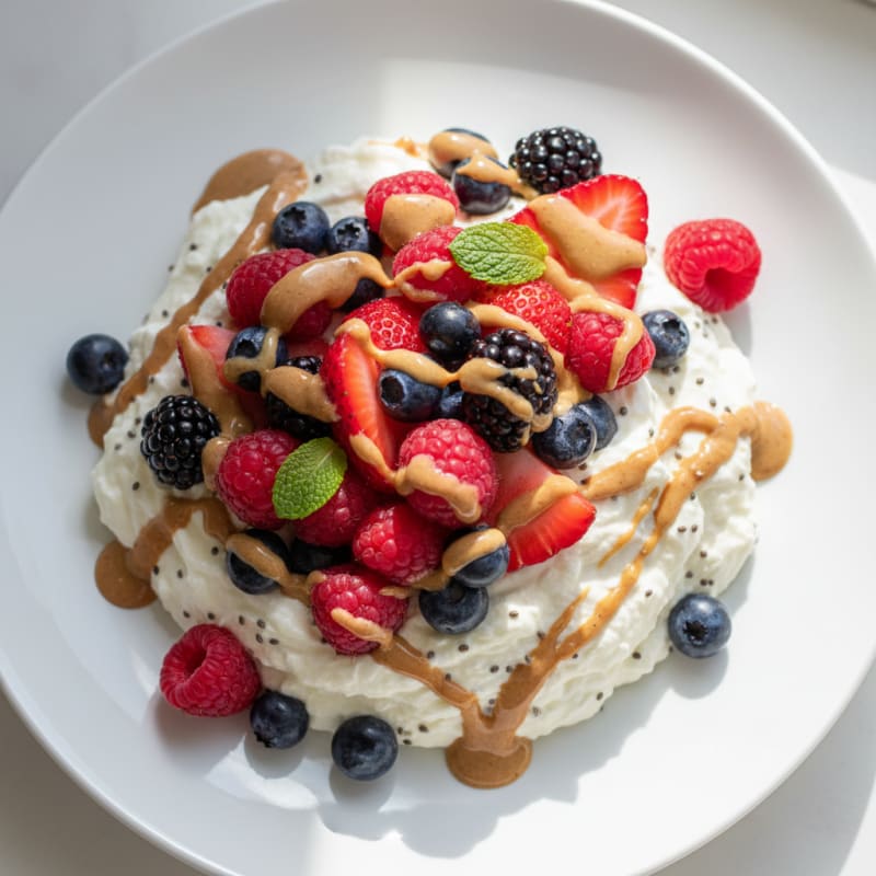 Silky Greek Yogurt Protein Mousse with Mixed Berries