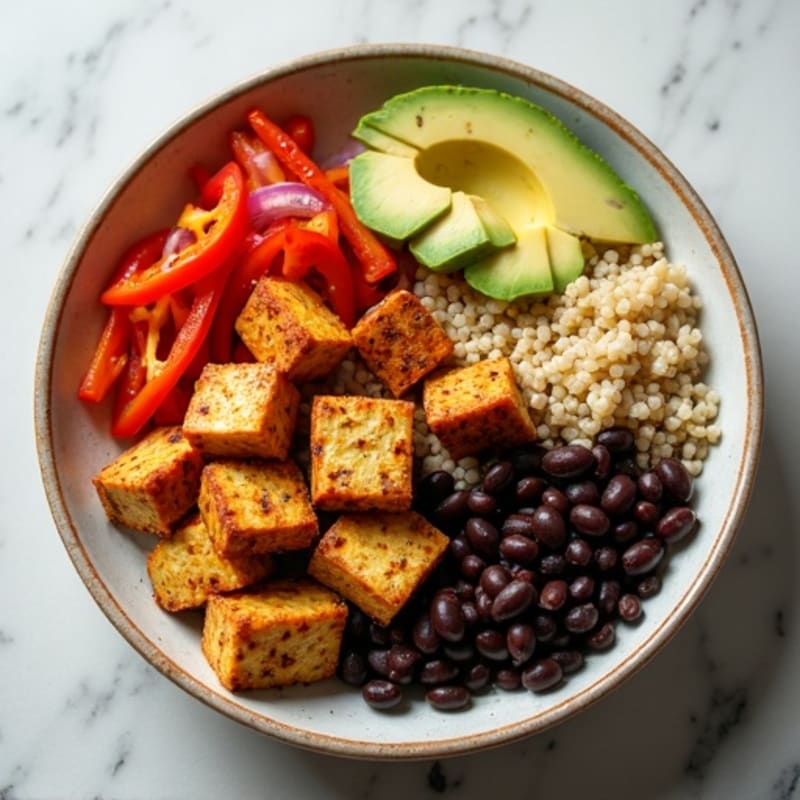 Crispy Tofu and Black Bean Fajita Bowl