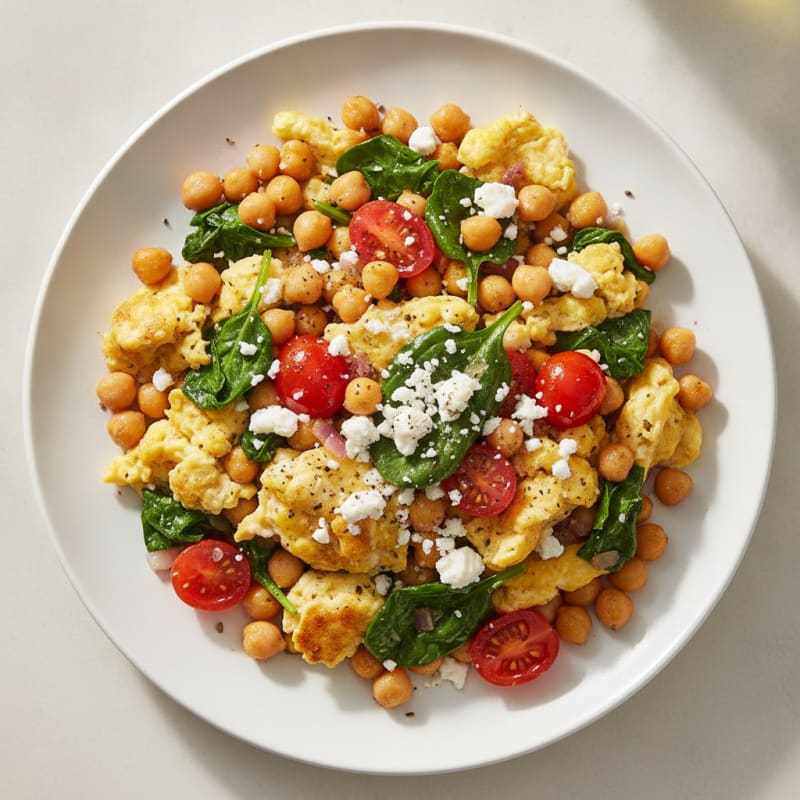 Mediterranean Chickpea Scramble with Feta