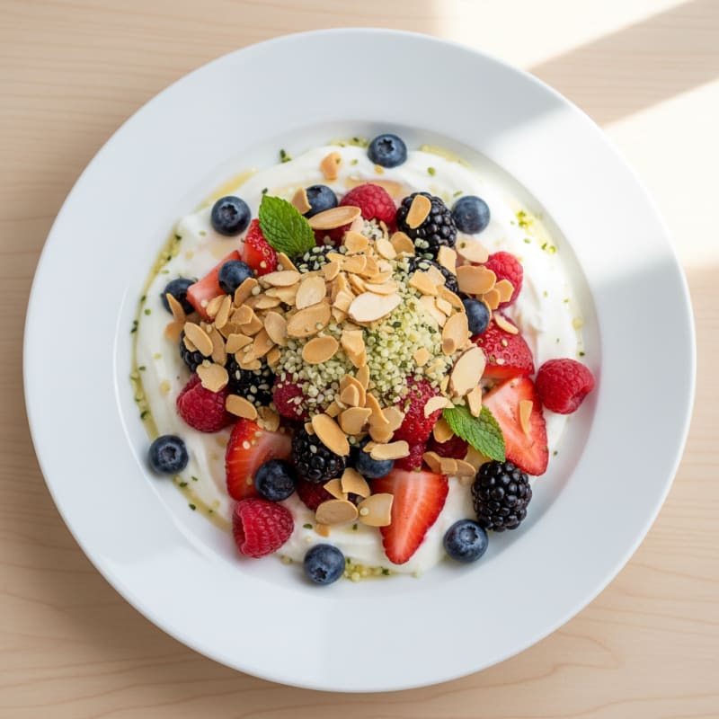 Greek Yogurt Protein Parfait with Mixed Berries