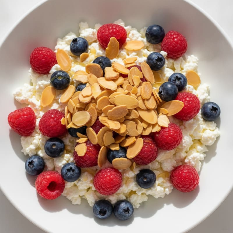 Cottage Cheese Protein Bowl with Fresh Berries and Almonds