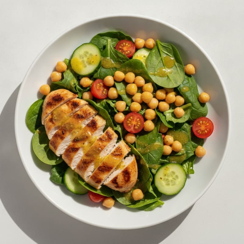 Grilled Chicken Breast Salad with Chickpeas and Lemon Vinaigrette