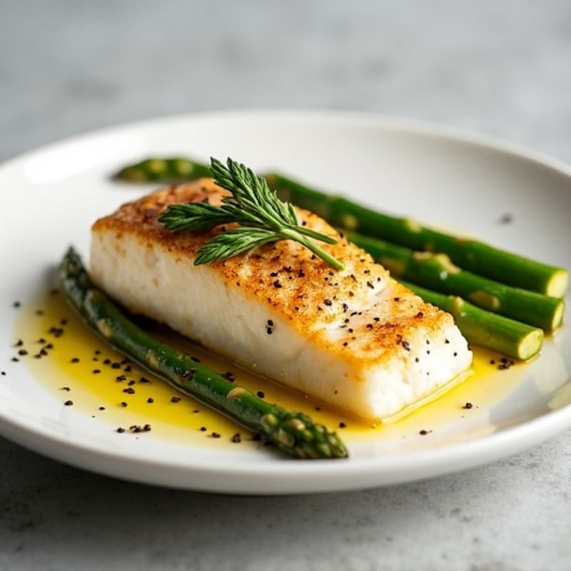 Seared Cod Fillet with Roasted Asparagus