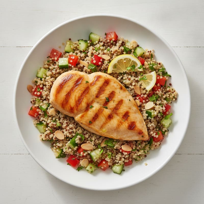 Grilled Chicken Breast with Crunchy Quinoa Salad
