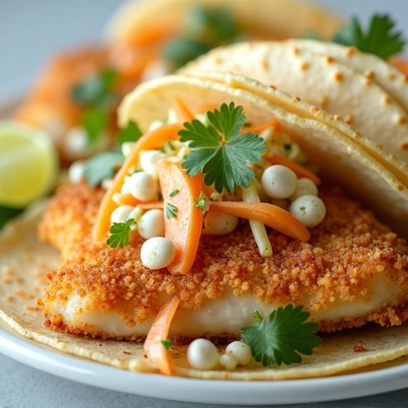 Crispy Baked Fish Tacos with Tangy Cabbage Slaw