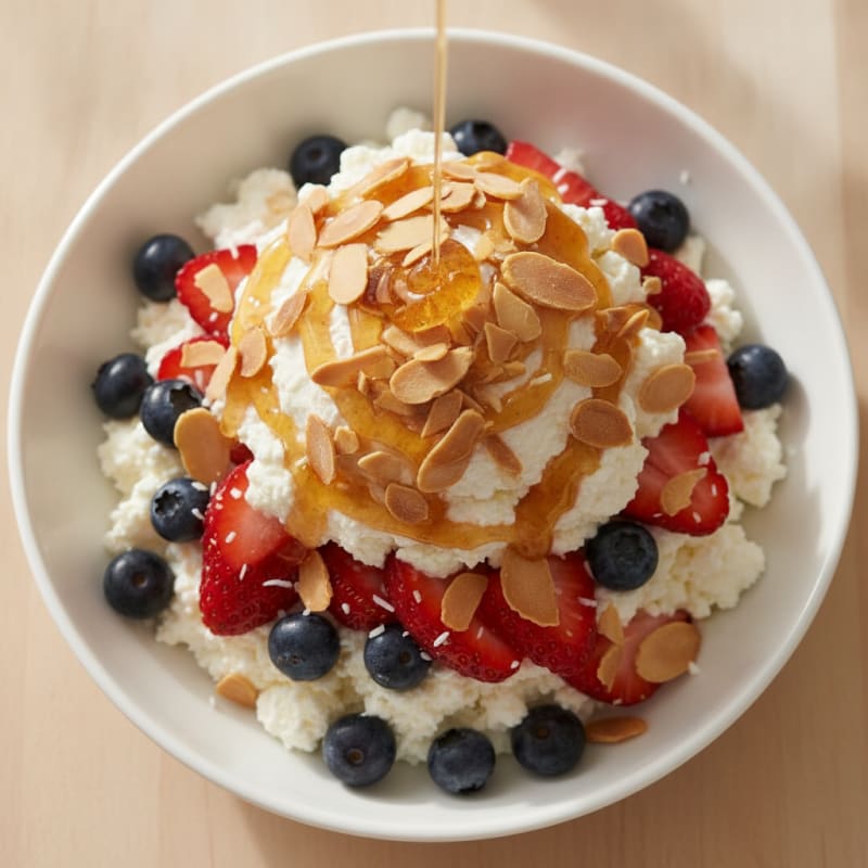 Cottage Cheese Berry Parfait with Toasted Almonds