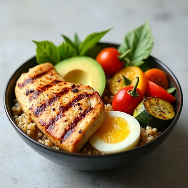 Grilled Chicken Quinoa Bowl with Roasted Vegetables
