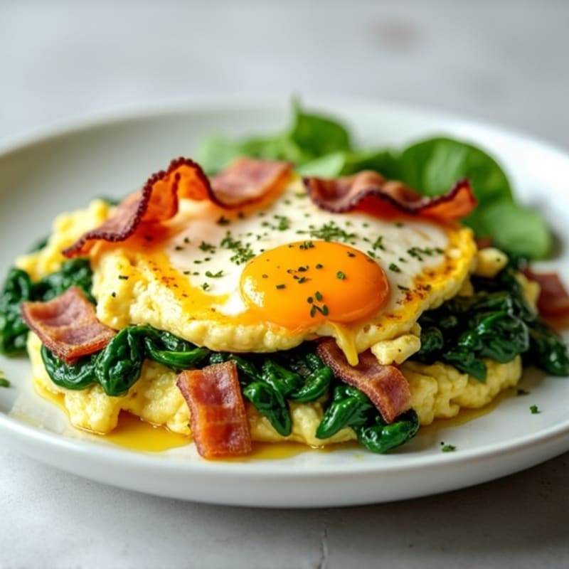 Egg White Scramble with Spinach and Turkey Bacon