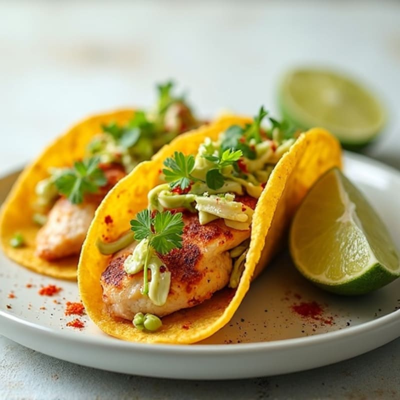 Spicy Chicken Tacos with Creamy Avocado and Crunchy Cabbage Slaw