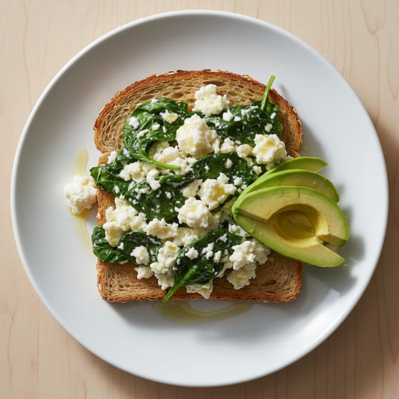 Egg White Spinach Scramble with Cottage Cheese