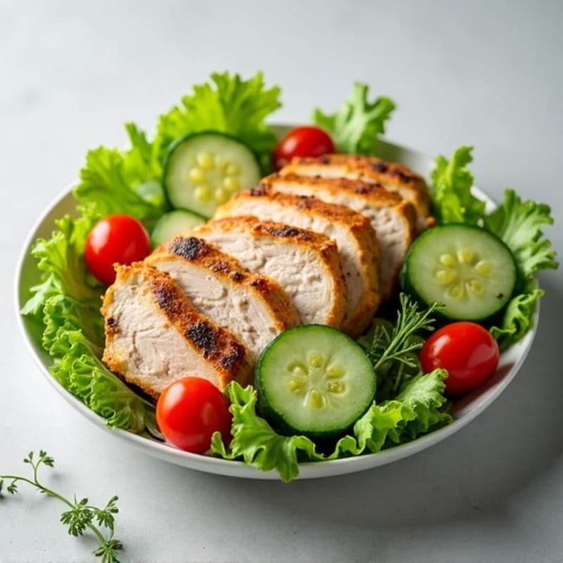 Grilled Turkey Breast Salad with Cucumber and Cherry Tomatoes