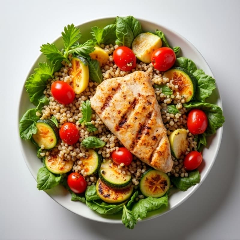 Grilled Chicken and Quinoa Salad with Roasted Vegetables