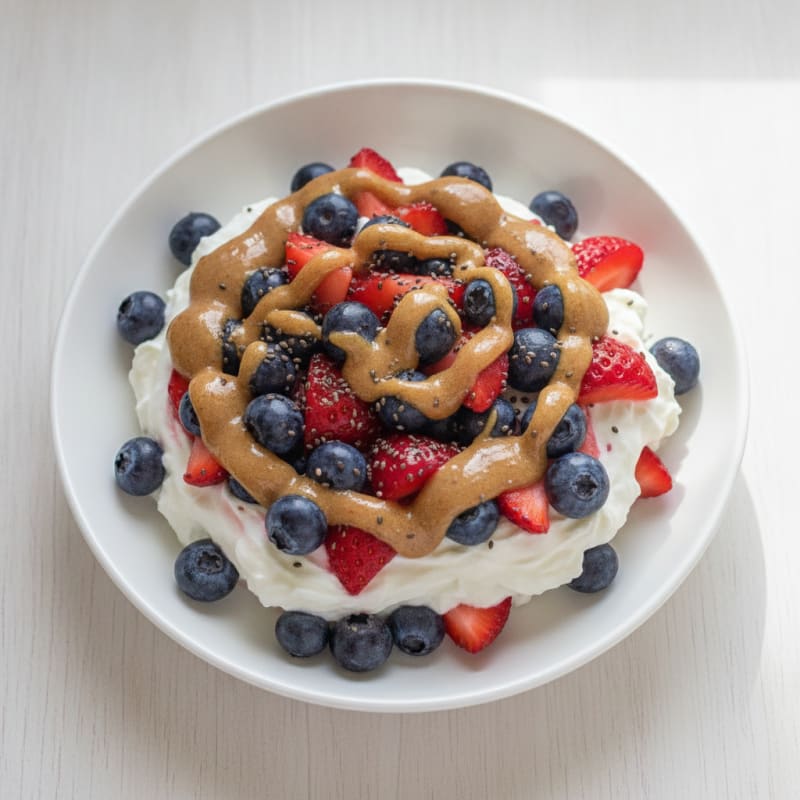 Greek Yogurt Protein Parfait with Mixed Berries and Almond Butter