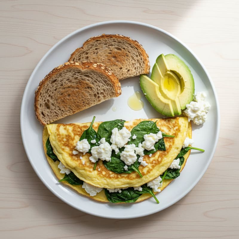 Egg White Spinach Omelette with Cottage Cheese